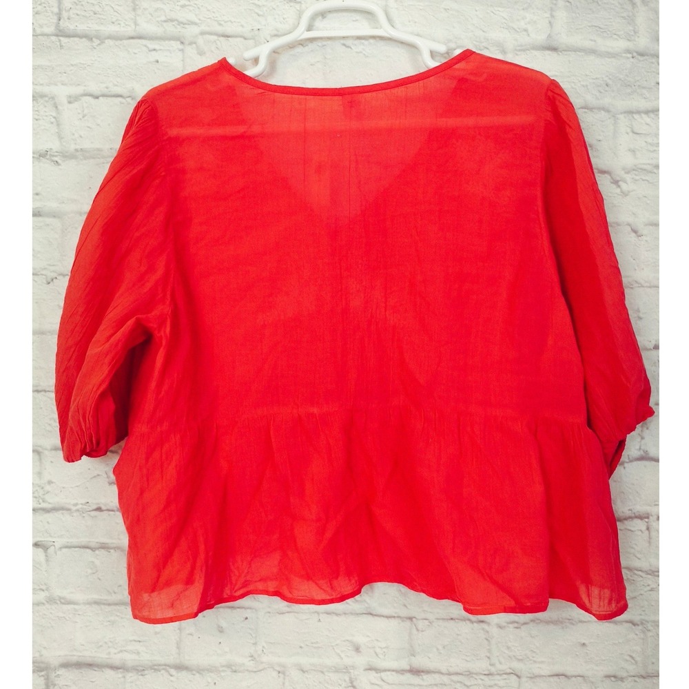 Old Navy Womens Live Coral Embroidered V-Neck Peplum Top XXL Tall -B - Picture 2 of 7